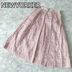 【大人可愛い♡】NEWYORKER ロングスカート フレア 花柄 ピンク Mのサムネイル