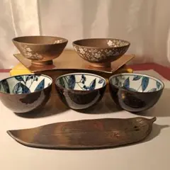 趣のある器達 お茶碗　 丸い器 葉っぱの皿
