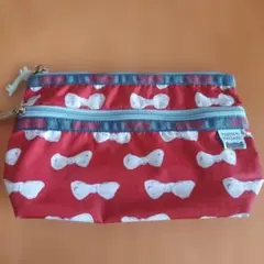 レスポートサック × ツモリチサト リボン柄赤 ナイロンポーチ