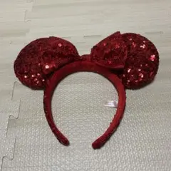 ディズニー　カチューシャ　スパンコール　ミニー　レッド　赤