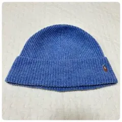 【極美品】ポロラルフローレン ビーニー ニット帽 ブルー マルチカラーポニー