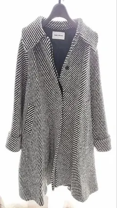 EMMEL REFINES ストライプ チェスターコート　　ツイード素材