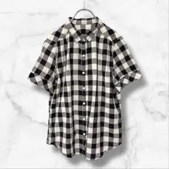 【アーバンナウ】半袖シャツ ギンガムチェック 総柄(S)コットン100 綿 上