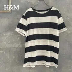 H&M/エイチアンドエム 黒×白 太ボーダー半袖Tシャツ ユニセックスのサムネイル