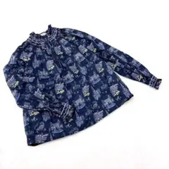 【Bonpoint】美品 8 スモッキング ブラウス フレア 刺繍 長袖 タック