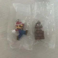 スーパーマリオ マリオ＆クリボー キーホルダー 2種セット めじるしキーホルダー