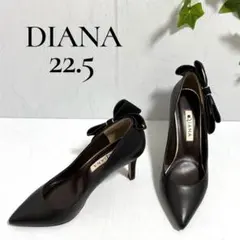 【極美品】ダイアナ バックシャン リボン スエード切替 ブラック 22.5