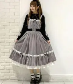 Chalmiere シャルミエール 不思議の国のジャンパースカート サックス