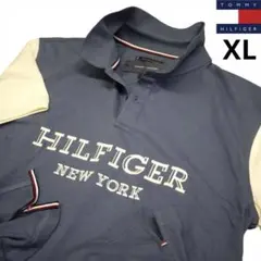 トミーヒルフィガー XL 刺繍ロゴ 100％コットン ポロシャツ ゴルフにも