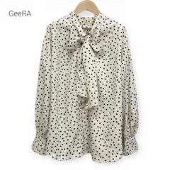 GeeRA ボウタイ ドット柄 ブラウス シャツ S アイボリー 長袖 とろみのサムネイル