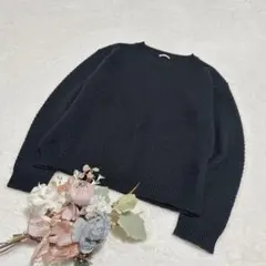 【ジーユー】GU 長袖 ピケセーター ニット ブラック 大きいサイズ XL ○
