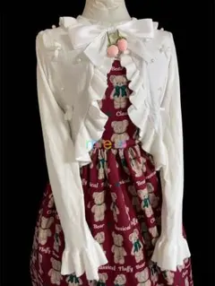 新品　眞白ありす　しまむら　フリルカーディガン　白　いちご　リボン　Lサイズのサムネイル