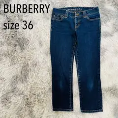 美品✨BURBERRY バーバリー　デニムパンツ　ブルー　クロップド丈　S 36のサムネイル