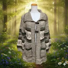 森ガール フェアリーグランジ カウチンニット風袖ボリュームカーディガン