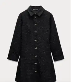 ブラック リボンボタン ZARA ザラ　ワンピース 長袖