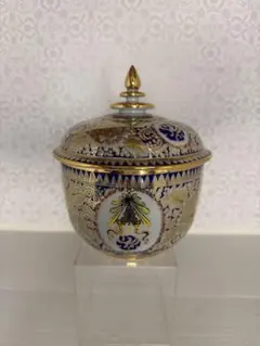 極美品】タイ最高級工芸品 ベンジャロン焼き 蓋付きボウル どんぶり
