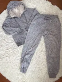 ユニクロ グレー フリース付き ルームウェアセット S