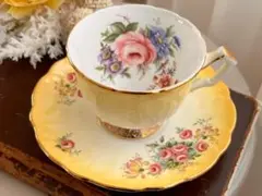 【エインズレイ】 美しいイエローのフローラル 　カップ&ソーサー