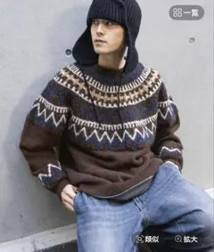 ニコアンド求心柄ニットプルオーバーL