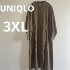 ユニクロ★UNIQLO バンドカラー長袖シャツワンピース　3XL