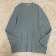 UNTITLED ケーブルニット 羊毛カシミヤ　水色　XL