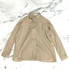 ikka イッカ 長袖 スキッパー シャツ 綿混 レイヤード 無地 ベージュ Fのサムネイル