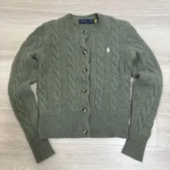 Polo Ralph Laurenケーブルニットカーディガンオリーブグリーン