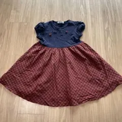 familiar 半袖ワンピース ネイビー チェック柄