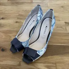 DIANA ブルー ネイビー オープントゥ パンプス　新品同様