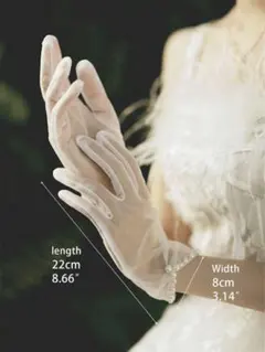 ホワイトウェディンググローブとベールセット