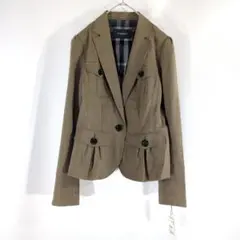 タグ付き✨バーバリーロンドン　毛×麻　ストレッチジャケット　カーキ　38のサムネイル