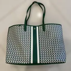 TORY BURCH トートバッグ グリーン/ホワイト