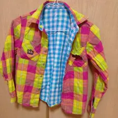 BABYDOLL2wayカラフルチェック柄長袖シャツ サイズ不明
