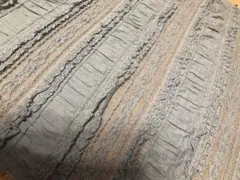 ブルーグレー　レースフリル生地　mocamocha アンティークフリル　フラワー