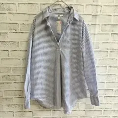 未使用タグ付き☆ユニクロ エクストラファインコットンストライプシャツ Sのサムネイル