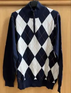 ブルックスブラザーズ メンズ L アーガイル柄ハーフジップハイネックニット 中古