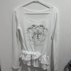 ホワイト カットソー バレエコア シズニルック 韓国 ウィッシュコア