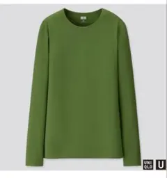 新品 UNIQLO UクルーネックT 長袖 グリーン L