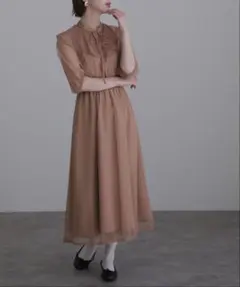 七分袖&ミモレ丈パーティドレス　結婚式