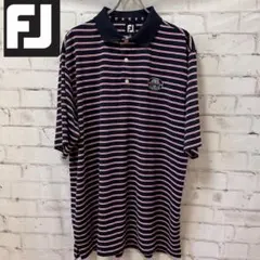【FJ フットジョイ ボーダー 半袖ポロシャツ XL ゴルフ ネイビー】のサムネイル