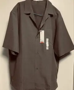 ドライ　オープンカラーシャツ　ブラウン　XL