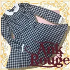 AnkRouge/アンクルージュ/グレー×ブラック襟付き長袖チェックワンピース