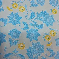 青と黄色の花柄 綿プリント生地