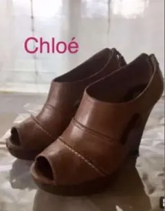 Chloé クロエ キャメル色スタッキングヒール サンダル　35のサムネイル