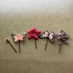 蝶と花のデザイン ヘアピン5個セット