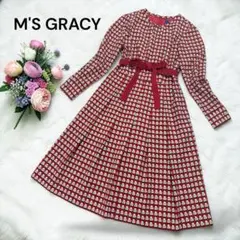 エムズグレイシー　コサージュ付きカーディガン　赤 M'S GRACY エムズグレイシー カーディガン レッド 40 美品｜Yahoo