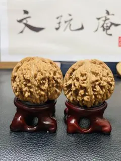 美品】遊びクルミ文玩核桃•南疆石なんこうせき45mm•経年変化手遊び天然