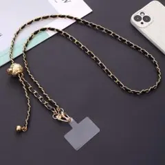 スマホストラップ　ネックストラップ　携帯ショルダー　ゴールドチェーン新品未使用