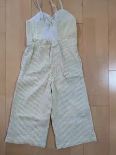 ♡petit main♡キャミソールサロペット♡120♡ ストライプ♡イエロー♡
