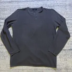 ZARA MAN ヘンリーネック サマーニット セーター グレー Lのサムネイル